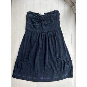 Y2K Abercrombie & Fitch Strapless Tube Top Babydoll Dress Navy Blue Size L